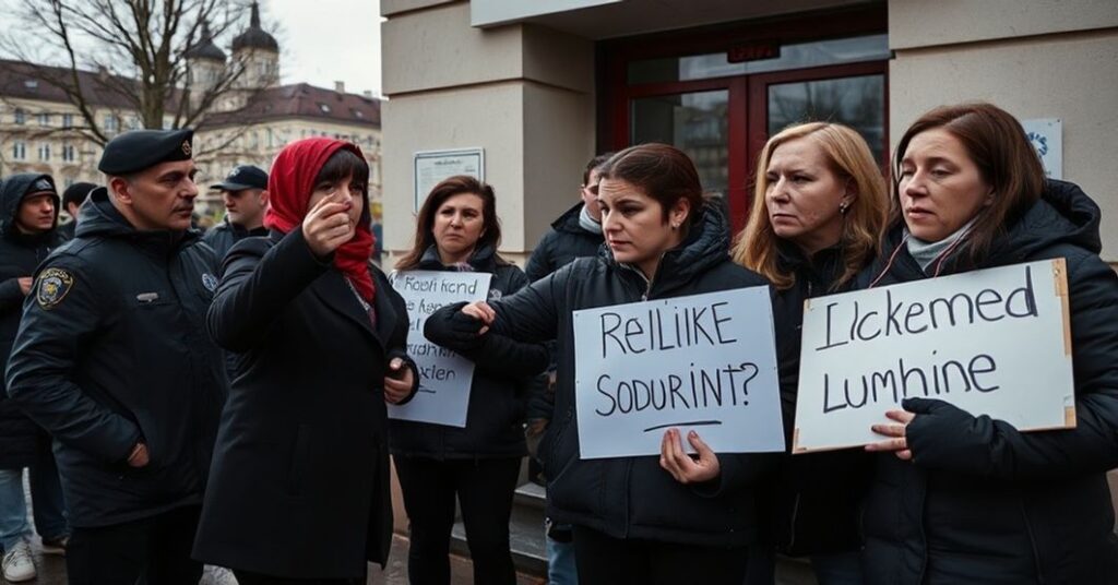 Grupa protestujących przed placówką aborcyjną AboTak w Warszawie