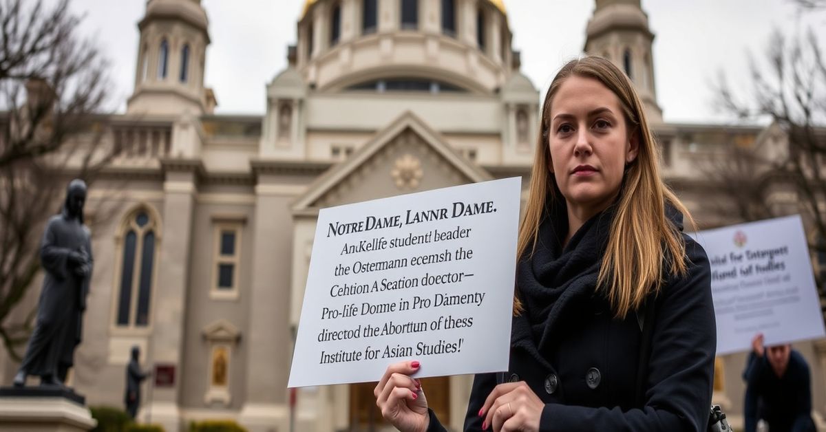 Anna Kelley, liderka pro-life z Chin w proteście przed Uniwersytetem Notre Dame przeciwko mianowaniu aborcjonistki Susan Ostermann na kierowniczego instytutu