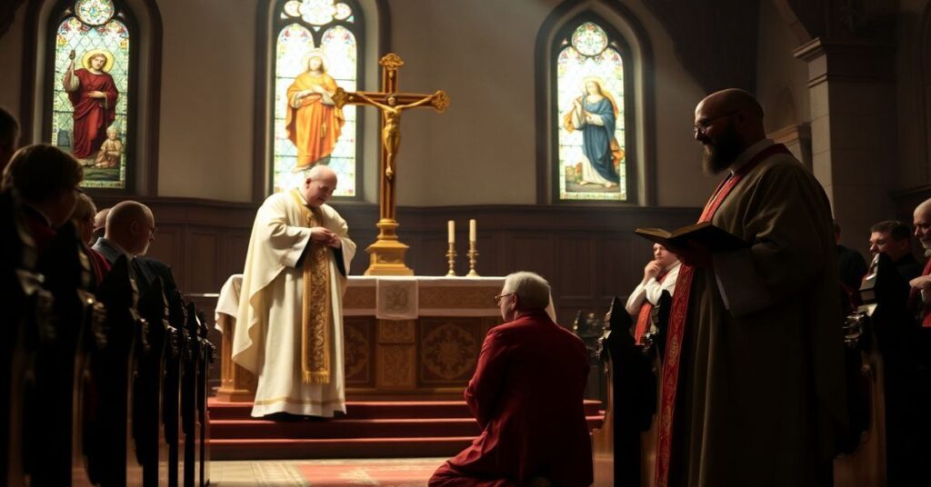 Uroczysty katolicki obrzęd w przemyślu z udziałem Adama Szala i Stanisława Jamrozka