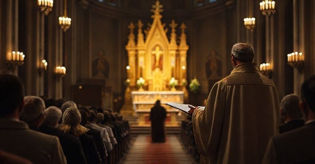 Scena w przemyskiej katedrze podczas modernistycznej homilii "abpa" Adama Szala.