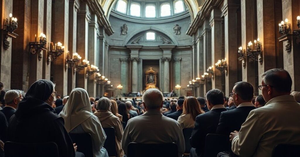 Wnętrze Bazyliki św. Piotra z nowoczesną "Przestrzenią Słuchania" - bez sakramentów i wezwania do nawrócenia.