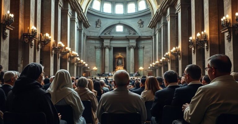 Wnętrze Bazyliki św. Piotra z nowoczesną "Przestrzenią Słuchania" - bez sakramentów i wezwania do nawrócenia.