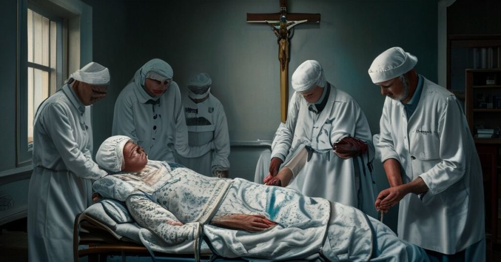 Serdeczny obraz przedstawiający tragiczny przypadek przymusowej eutanazji starszej kobiety w Ontario.