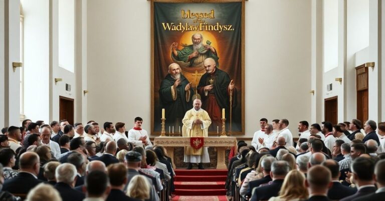 Scena fałszywej konsekracji kościoła pw. bł. ks. Władysława Findysza w Rzeszowie, prowadzonej przez fałszywego biskupa Jana Wątroby.