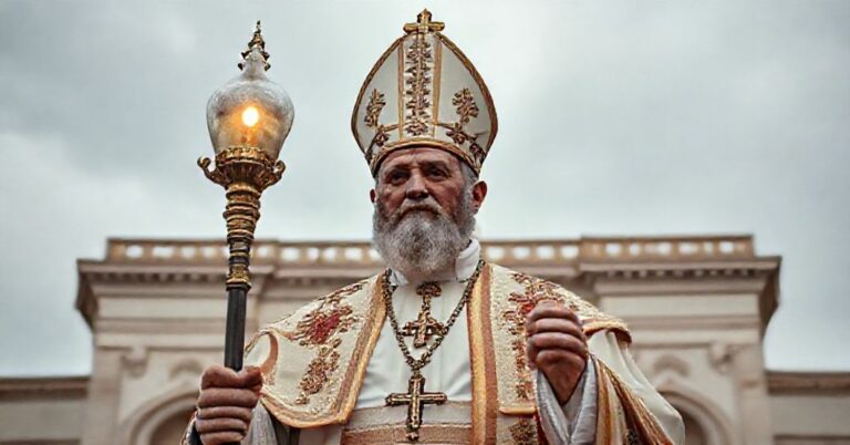 Pseudo-papież Leon XIV podczas przemówienia przy grobie Szarbela w klasztorze Annaya w Libanie, 1 grudnia 2025.