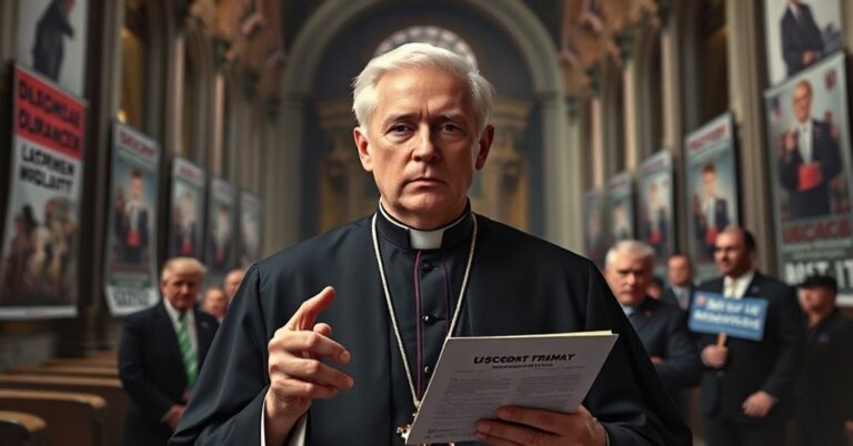 Pseudohierarcha Paul Coakley w rozmowie z Donaldem Trumpem i J.D. Vance'em w kontekście migracji