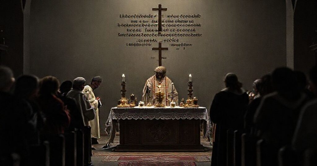 Scena pseudokonsekracji ołtarza w Wojciechowicach przez niekanonicznego biskupa Krzysztofa Nitkiewicza