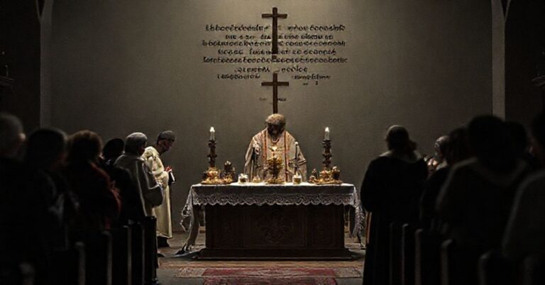 Scena pseudokonsekracji ołtarza w Wojciechowicach przez niekanonicznego biskupa Krzysztofa Nitkiewicza