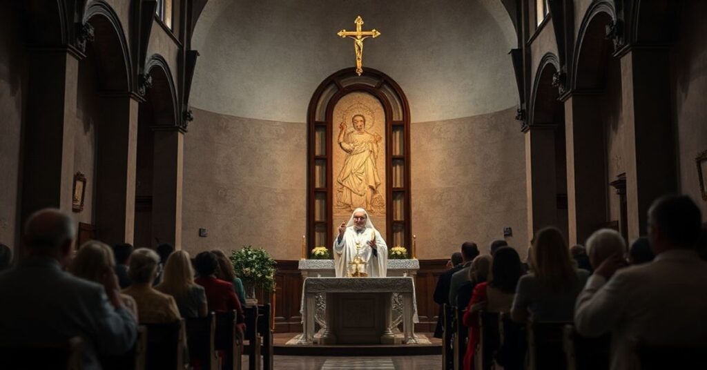 Stypendyści fundacji pod egidą "biskupa" Romana Pindla podczas pseudoliturgii w Bielsku-Białej