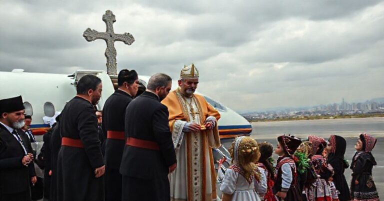 Pseudopapież Leon XIV wraz z przywódcami libańskimi podczas ceremonii w Bejrucie