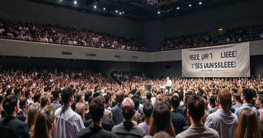 Młodzi w arenie Tarnowa podczas konferencji psychologicznej bez elementów sakramentalnych