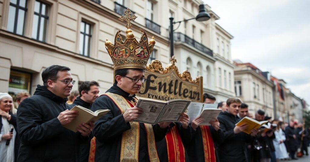 Publiczne czytanie Ewangelii na ulicach Warszawy przez aktorów i dziennikarzy bez liturgicznego kontekstu