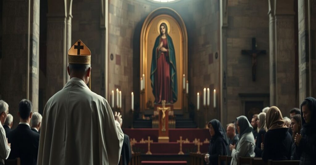 Pobliżowanie Wielkiego Postu na Jasnej Górze z tradycyjnymi symbolami katolicyzmu, ale bez prawdziwego sakramentalnego życia