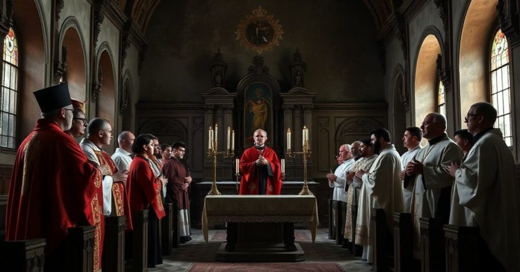 Pusty teatr schizmtycznego liturgii w kościele ormiańskim