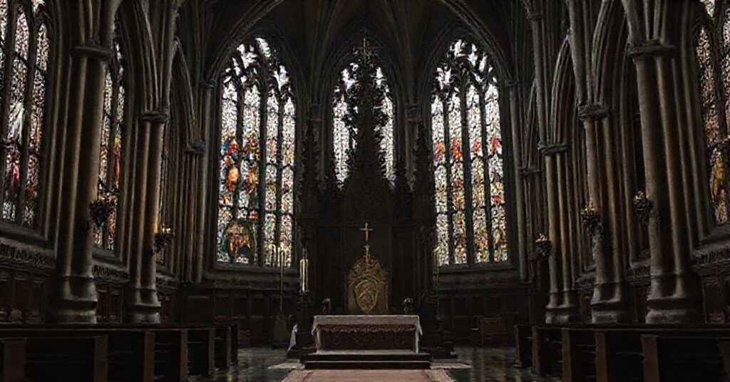 Pustość politycznego tronu w katedrze Westminster - symbolizuje brak prawdziwego arcybiskupa w obliczu sedevacantizmu