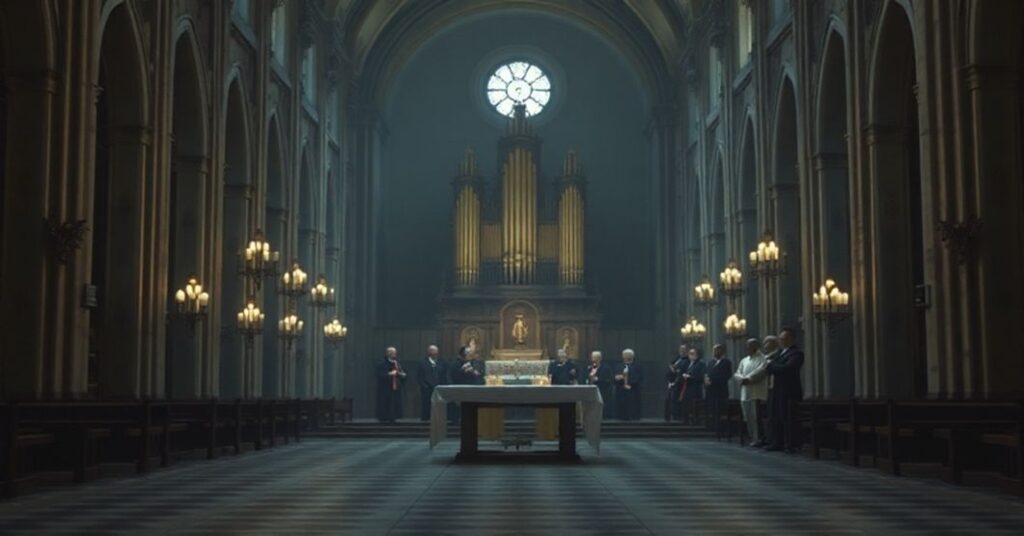 Pusty wnętrze gdańskiego kościoła symbolizujące kryzys posoborowej struktury Kościoła