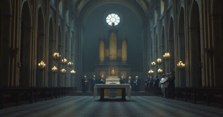 Pusty wnętrze gdańskiego kościoła symbolizujące kryzys posoborowej struktury Kościoła