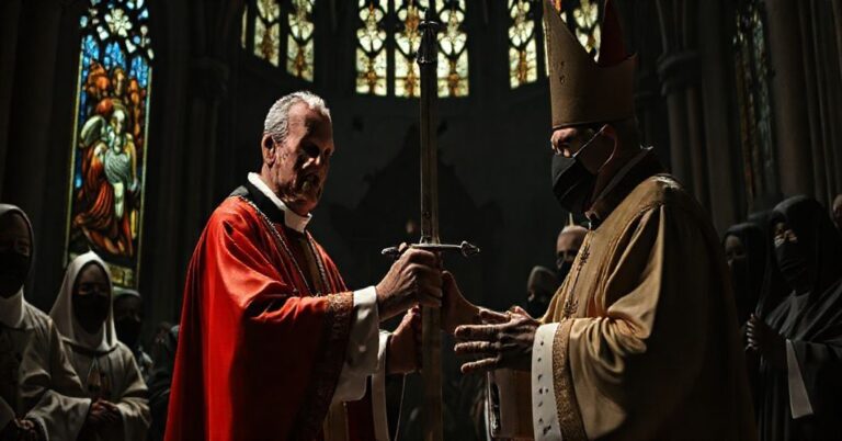 Pusty i symboliczny rytuał pseudo-zakonu w opuszczonej katedrze