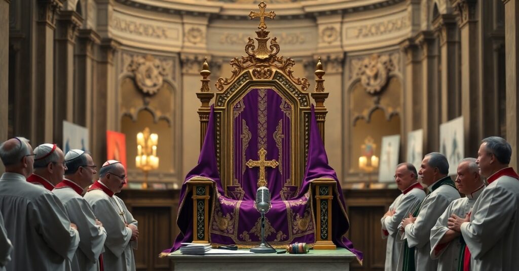 Puste Tron Piotrowy podczas konsystorza uzurpatora Leona XIV - symbol apostazji i modernizmu w Kościele