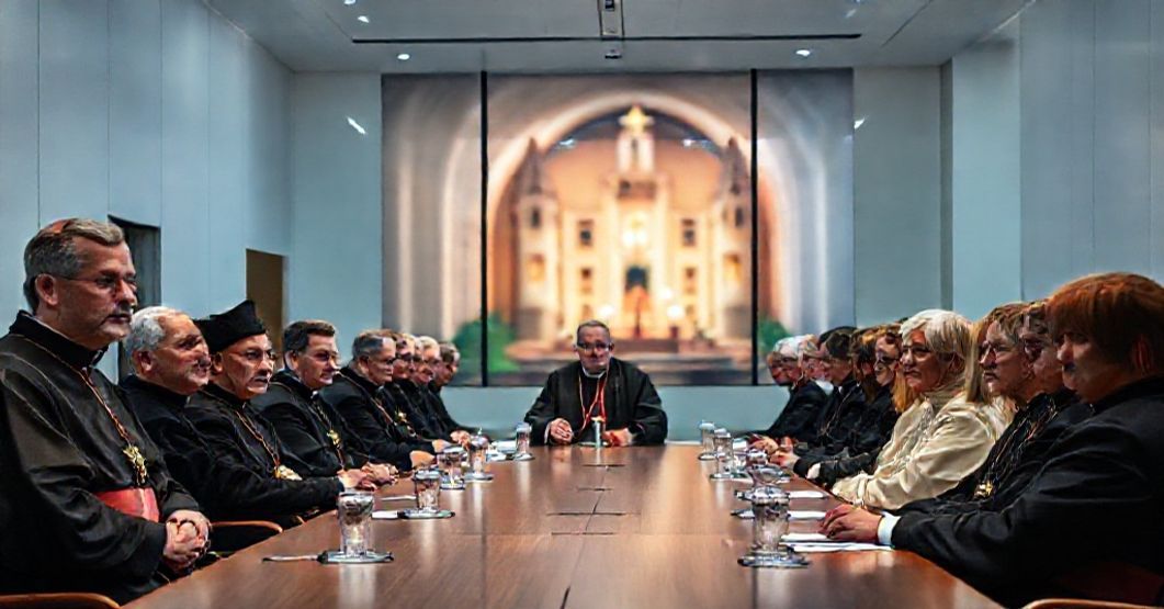 Parodia katolickiej edukacji w sekretariacie KEP Zbieranie Rady Szkół Katolickich w sekretariacie KEP w Warszawie pod przewodnictwem 'biskupa' Marka Mendyka