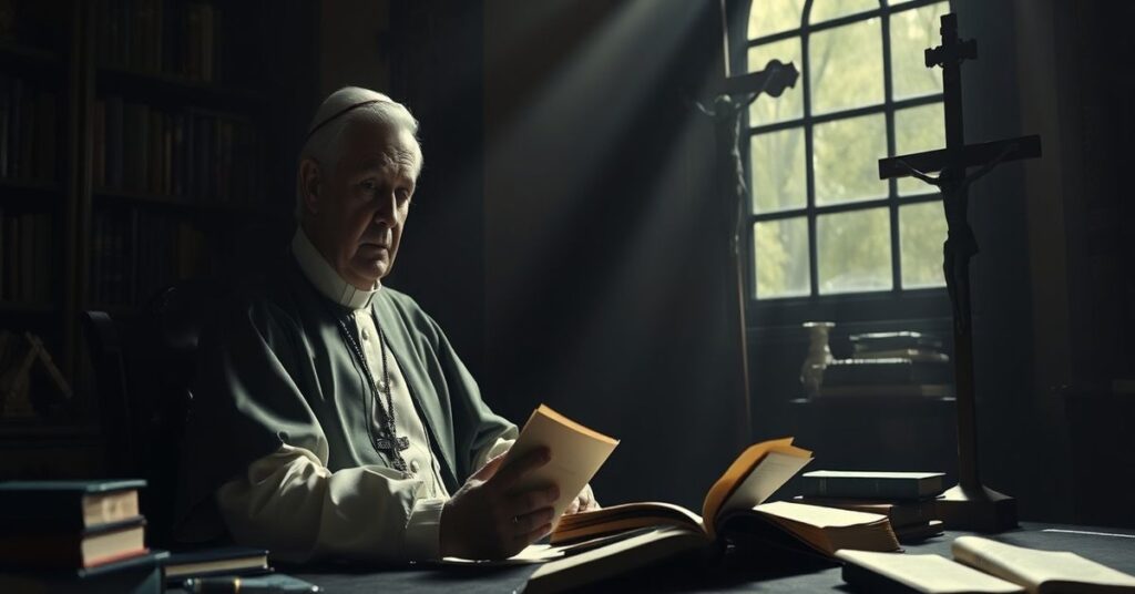 Joseph Ratzinger (Benedykt XVI) w bibliotece z modernistycznymi tekstami teologicznymi