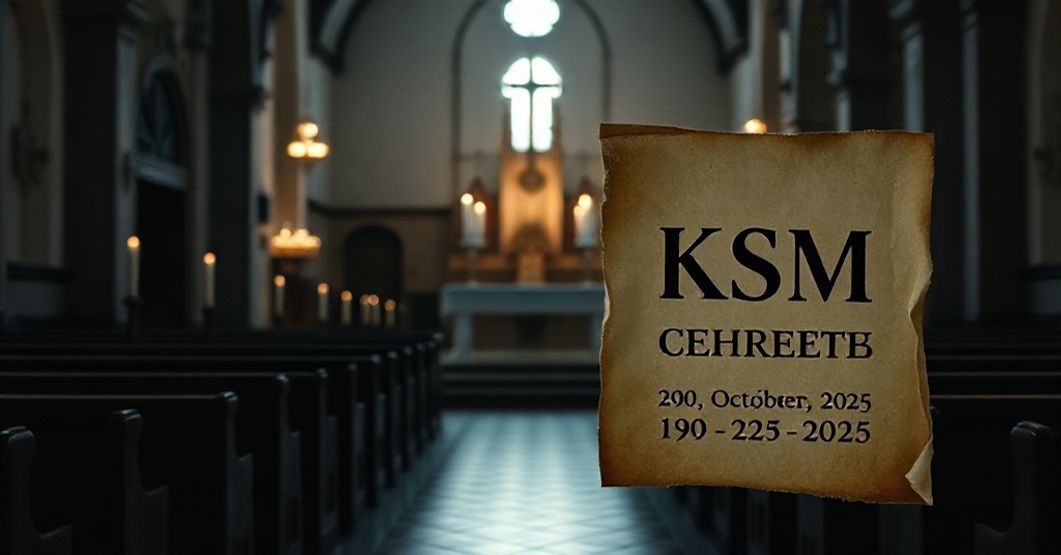 Ciemny wnętrze tradycyjnego kościoła z pogasłymi świecami i pustym ołtarzem, symbolizujące brak autentycznego duchowego kierownictwa.