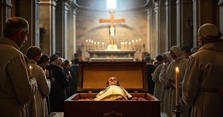 Solemne przedstawienie kultu relikwii św. Franciszka z Asyżu w tradycyjnym kościele katolickim.