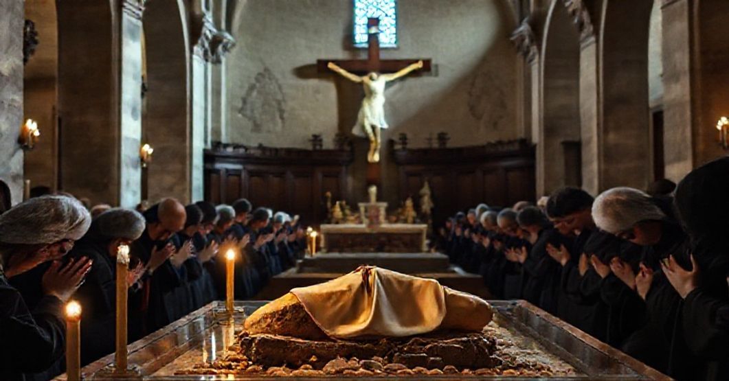 Relikwie św. Franciszka - tradycyjna ekspozycja w kościołe Relikwie św. Franciszka z Asyżu w tradycyjnej bazylice katolickiej