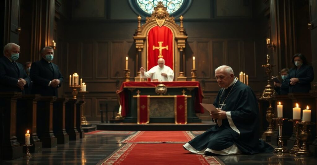 Sobór katolicki z pustym tronem biskupa oczekującego na następcę w diecezji Londynu w Ontario