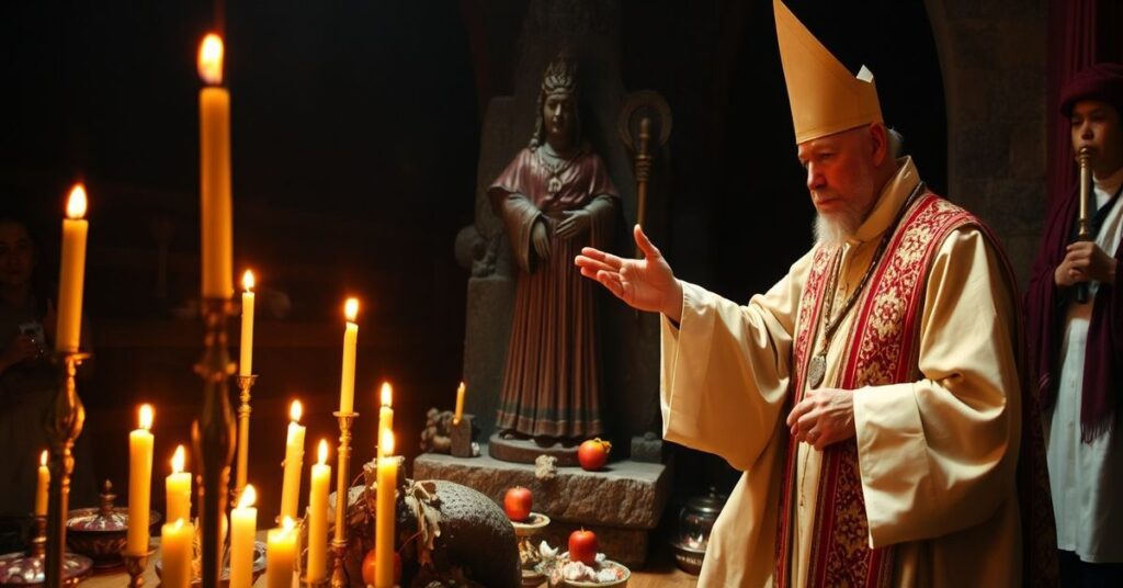 Robert Prevost w papieskich szatach uczestniczy w pogańskim obrzędzie Pachamamy w 1995 roku