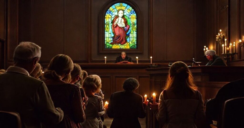 Rodzina katolicka modli się w sądzie w obliczu spadku aborcji