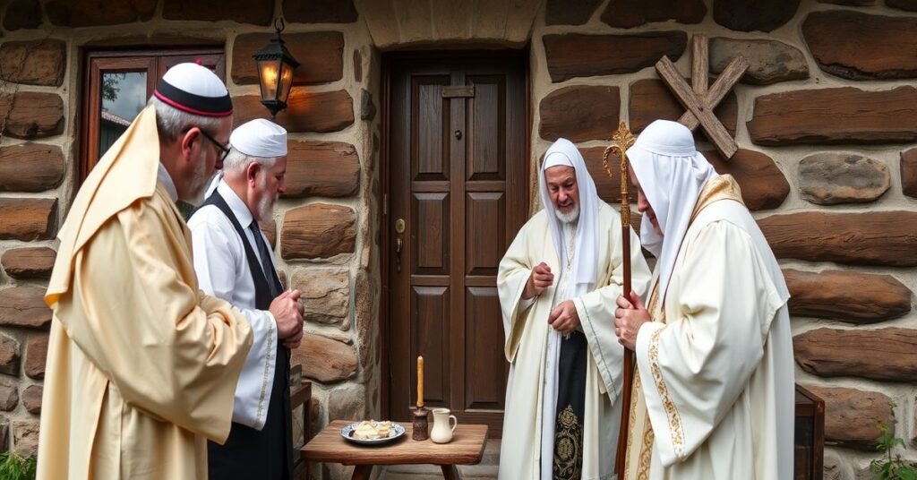 Rodzina Ulmów modląca się przed obrazem Chrystusa w ich domu w Markowej.