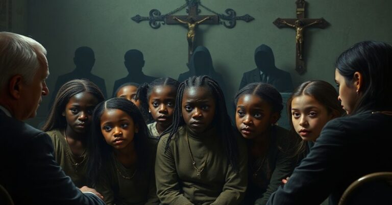 Grupa afrykańskich dziewcząt oszukanych przez rosyjskich urzędników w ciemnym biurze rekrutacyjnym