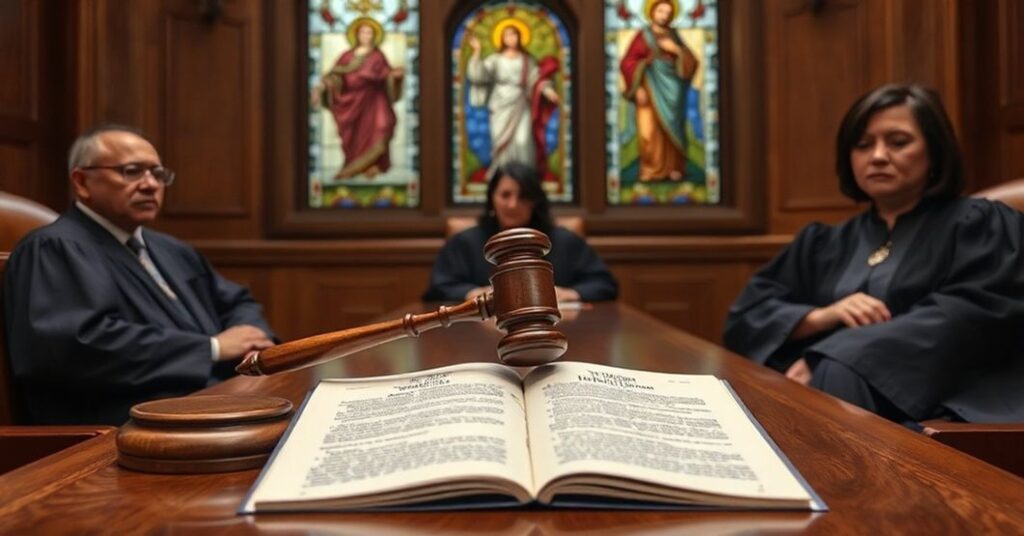 Sąd najwyższy USA wydaje wyrok w sprawie wymogu podawania płci biologicznej w paszportach; w tle witraż przedstawiający Chrystusa-Króla.