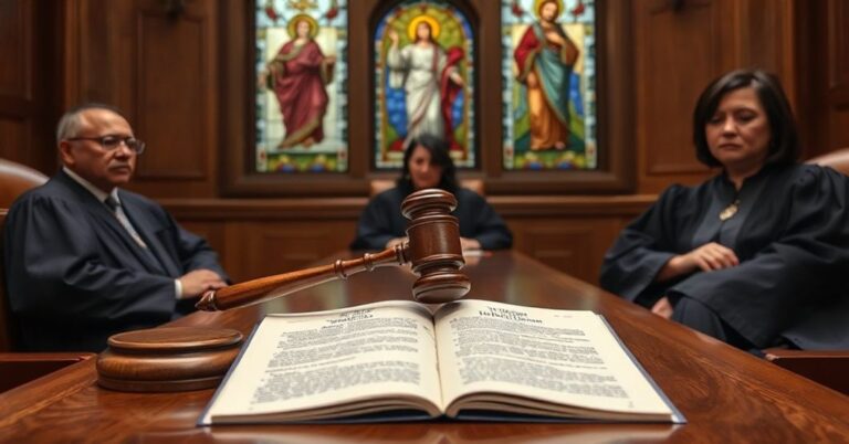 Sąd najwyższy USA wydaje wyrok w sprawie wymogu podawania płci biologicznej w paszportach; w tle witraż przedstawiający Chrystusa-Króla.