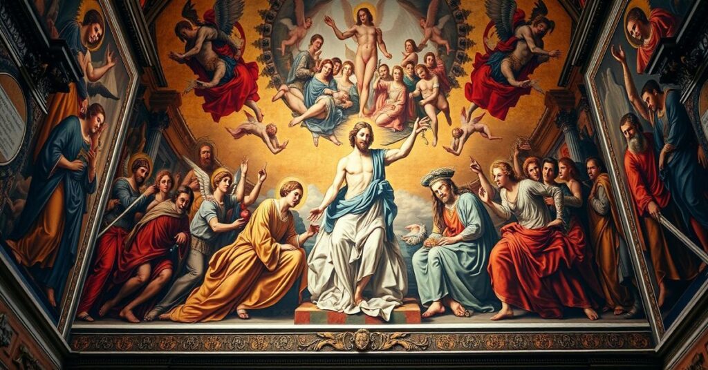 Oryginalne zdjęcie fresku "Sąd Ostateczny" Michała Anioła w Kaplicy Sykstyńskiej