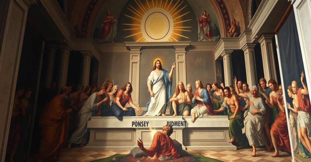 Tradycyjne katolickie przedstawienie "Sądu Ostatecznego" Michała Anioła w Kaplicy Sykstyńskiej