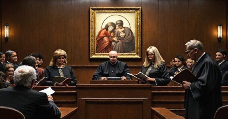 Sądowa salą z rodzicami katolickimi broniącymi swoich synów przed naruszaniem prywatności w szatni szkolnej