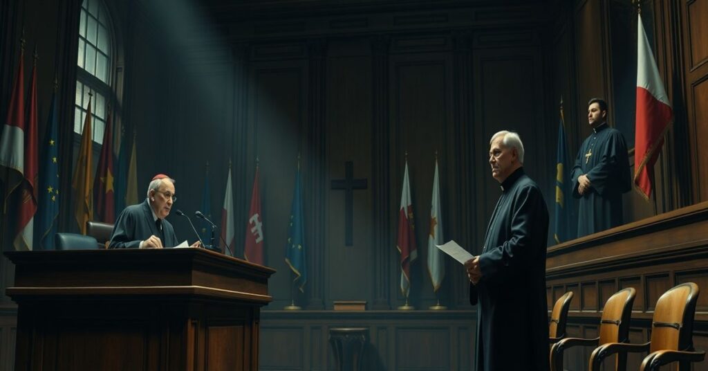 Sedevacantistyczna scena sądu przedstawiająca konsekwencje modernistycznego odstępstwa od wiary.