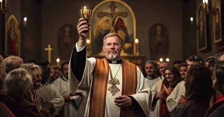 Scena przedstawiająca Anthony'ego Warda, przywódcę schizmatyckiej grupy "Słudzy Świętej Rodziny" w Colorado Springs, który odrzuca wyroki ekskomuniki wydawane przez modernistycznych hierarchów kościelnych.