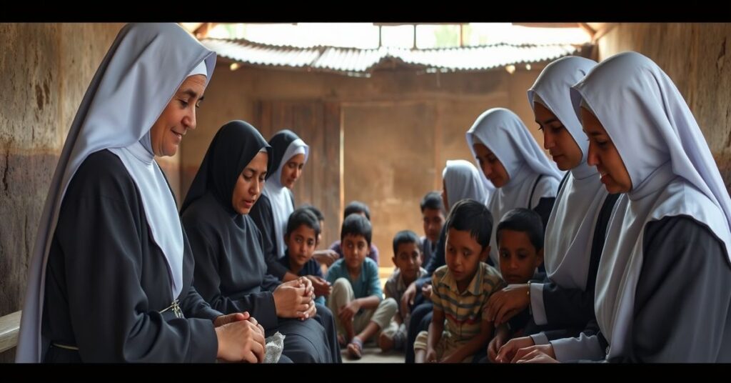 Siostry salezjanki w Timorze Wschodnim pracują z wychudłymi dziećmi w wiosce Venilale, ale brak jest widocznych sakramentów katolickich.