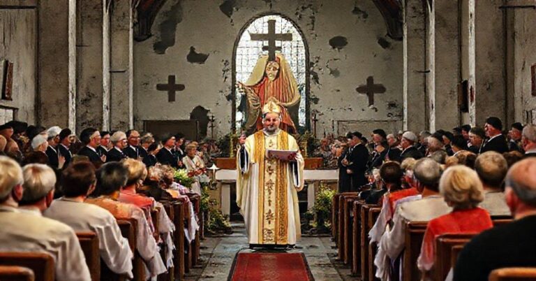 Uroczystość 50-lecia fałszywej parafii w Samsonowie z „księgiem” Janem Piotrowskim w środku modernistycznej herezji