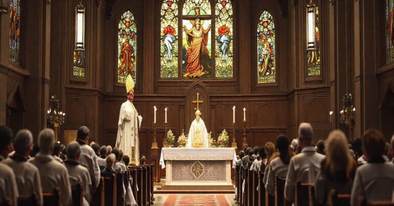 Parafia w Sandomierzu podczas uroczystości pod przewodnictwem fałszywego biskupa promującego humanistyczną pseudoteologię w opozycji do nauki katolickiej o Krолевskiej władzy Chrystusa