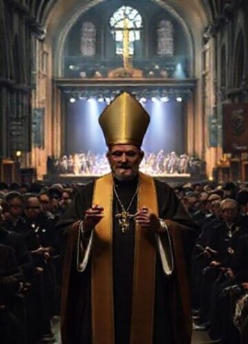 Wnętrze katedry w Sandomierzu podczas pseudoliturigii pod przewodnictwem „biskupa” Krzysztofa Nitkiewicza na Dzień Ubogich.