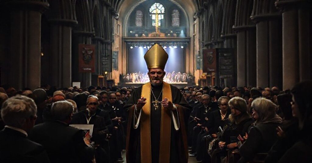 Wnętrze katedry w Sandomierzu podczas pseudoliturigii pod przewodnictwem „biskupa” Krzysztofa Nitkiewicza na Dzień Ubogich.