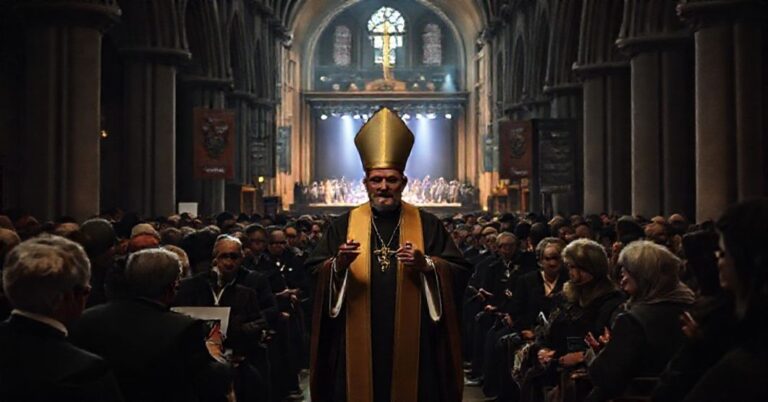 Wnętrze katedry w Sandomierzu podczas pseudoliturigii pod przewodnictwem „biskupa” Krzysztofa Nitkiewicza na Dzień Ubogich.