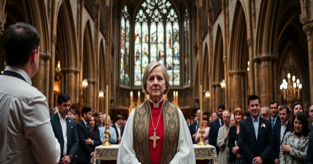 Sobor w Canterbury podczas instalacji Sarah Mullally jako pierwszej kobiety arcybiskupa Canterbury.