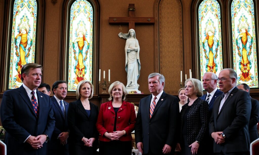Senatorowie Ted Cruz, Marsha Blackburn i Bill Cassidy dyskutują w tradycyjnym kościele katolickim o ustawie Title X Abortion Provider Prohibition Act