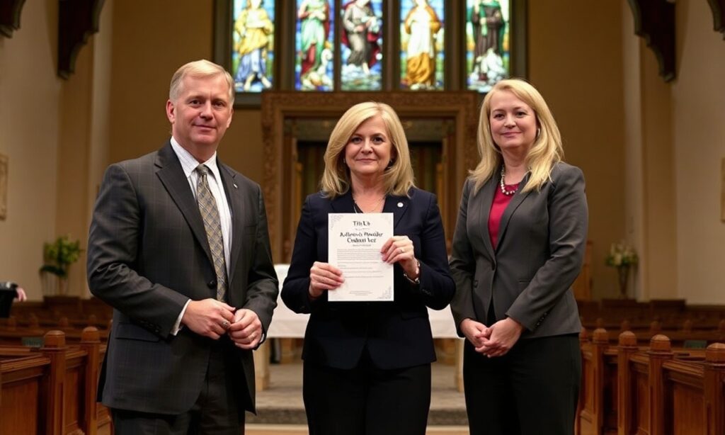 Senator Ted Cruz, Marsha Blackburn i Bill Cassidy przedstawiają projekt ustawy Title X Abortion Provider Prohibition Act w tradycyjnym katolickim otoczeniu