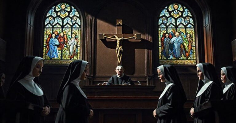 Zdjęcie przedstawiające siostry z Zakonu Ubogich Starań przed sędzią w sądzie federalnym w Pensylwanii, 15 grudnia 2025.